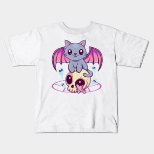 Skull Cat Kawaii Kids T-Shirt